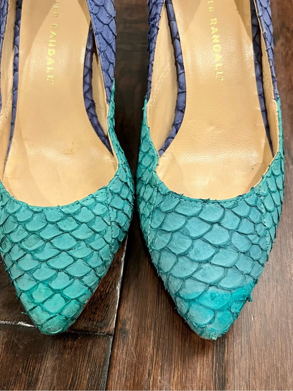 Loeffler Randall Two-Tone Pointed Pumps in Teal and Lavender